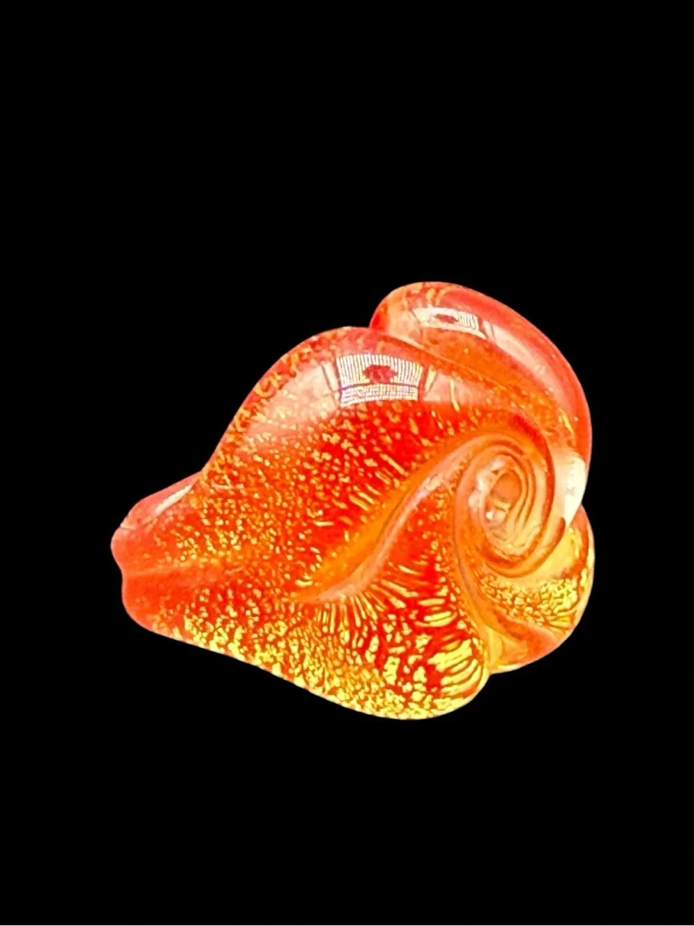 Vintage Handcrafted Orange Swirl Glass Flower Ring - Women Jewelry